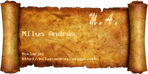 Milus András névjegykártya